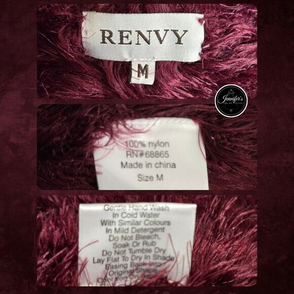 Renvy Women's Maroon/Oxblood Plush Eyelash Fuzzy Sweater Size M - Picture 9 of 11
